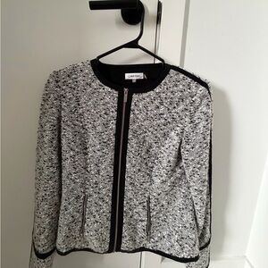 Calvin Klein Black & Gray Tweed Zip Jacket
